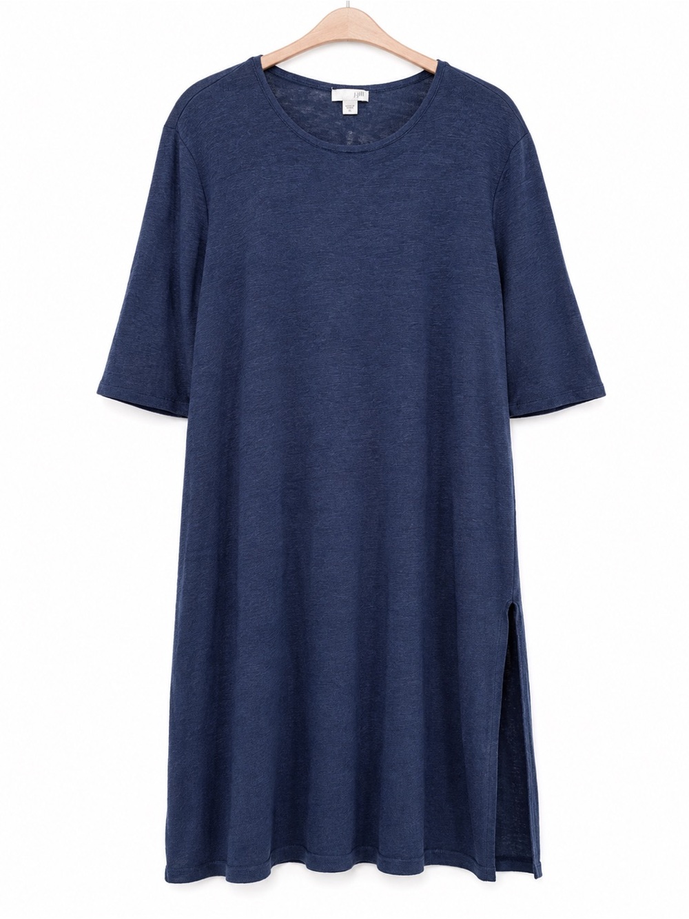 J. Jill linen blend Short-Sleeve Shift Dress with Side Slit - Picture 1 of 6